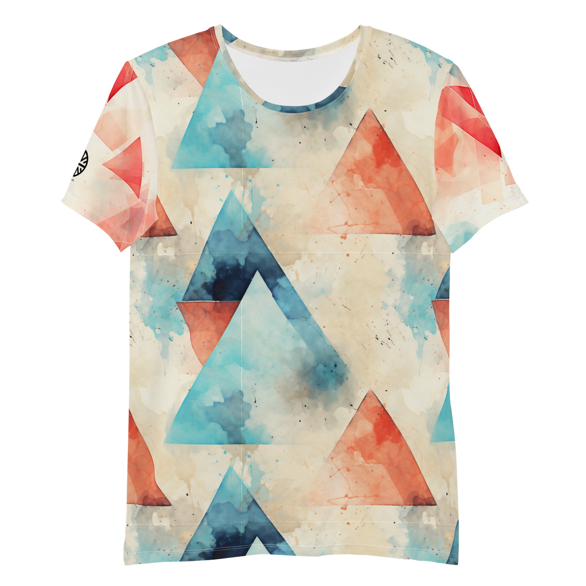 Geometric Elegance in Motion: Men's Athletic T-shirt Adorned with Striking Triangles!