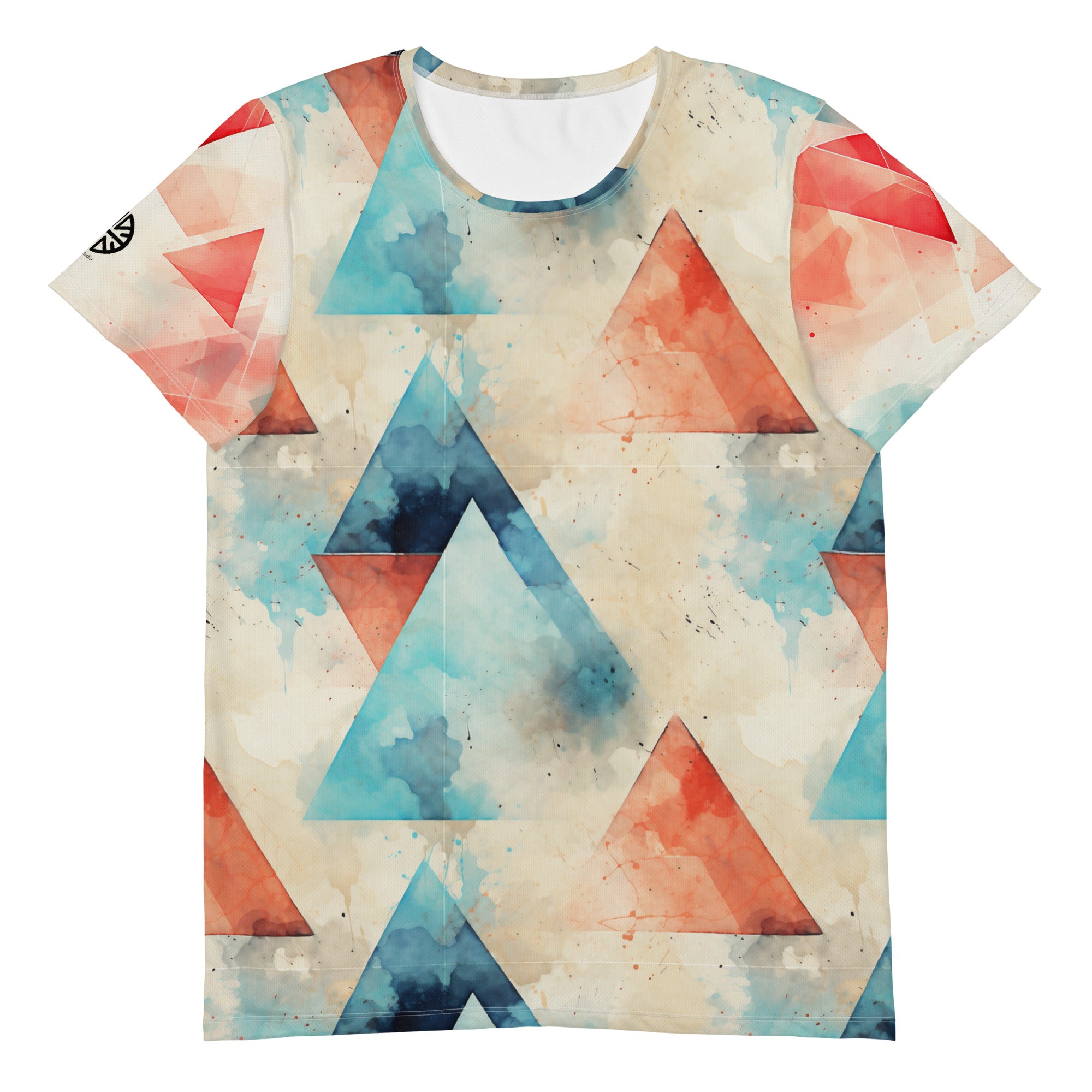 Geometric Elegance in Motion: Men's Athletic T-shirt Adorned with Striking Triangles!