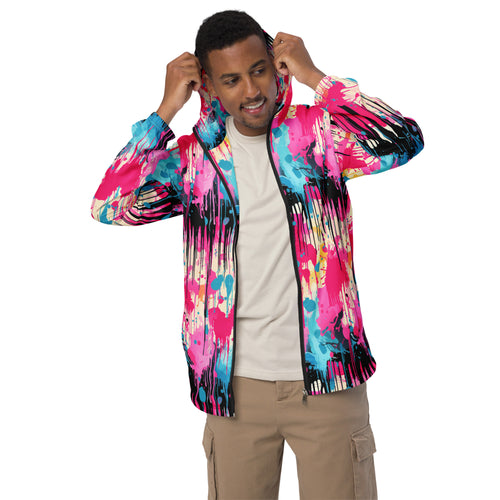 Urban Splash: Trendy Pink & Black Graffiti Windbreaker - Street Style Essential!