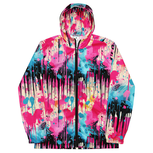 Urban Splash: Trendy Pink & Black Graffiti Windbreaker - Street Style Essential!