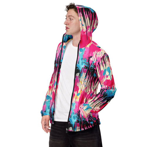 Urban Splash: Trendy Pink & Black Graffiti Windbreaker - Street Style Essential!