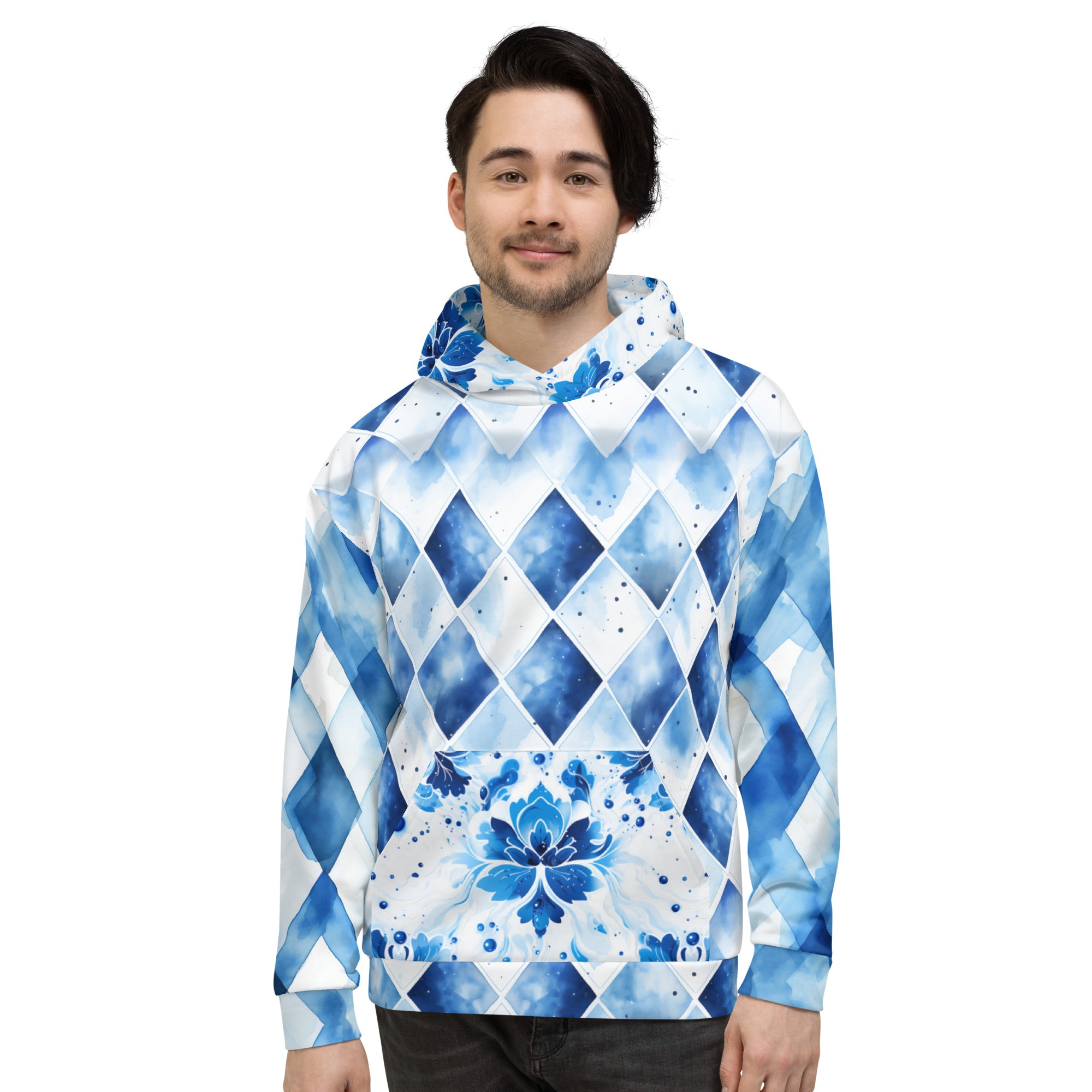 Goaßgschau 2.0 Modern Tradition Hoodie: Oktoberfest Bavarian Rhombus - Splashy & Vibrant All-Over Print Design