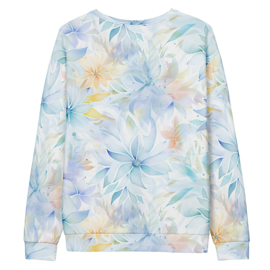 Elegant Whisper Floral: Soft Pastel Allover Print Unisex Pullover - Subtle & Stylish