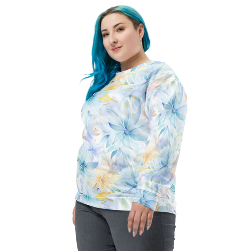 Elegant Whisper Floral: Soft Pastel Allover Print Unisex Pullover - Subtle & Stylish