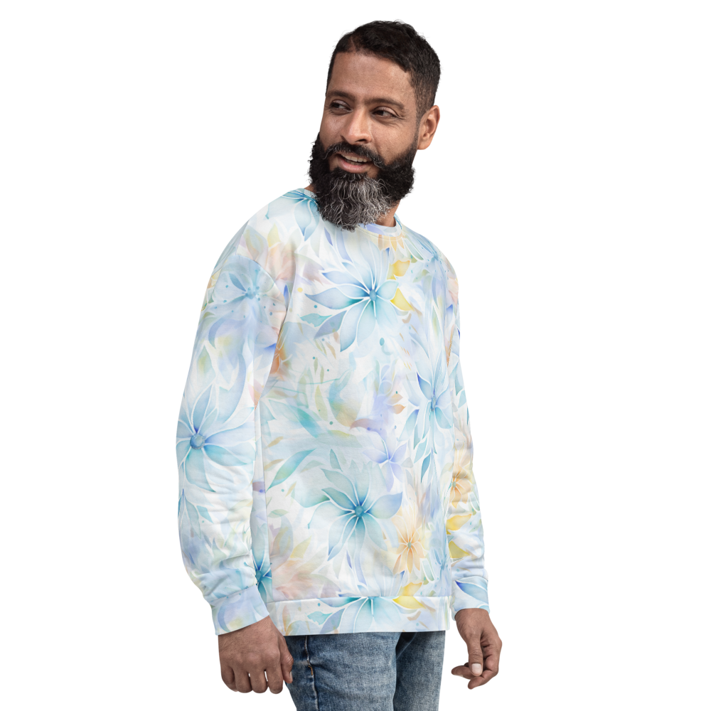 Elegant Whisper Floral: Soft Pastel Allover Print Unisex Pullover - Subtle & Stylish