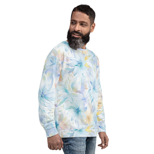 Elegant Whisper Floral: Soft Pastel Allover Print Unisex Pullover - Subtle & Stylish