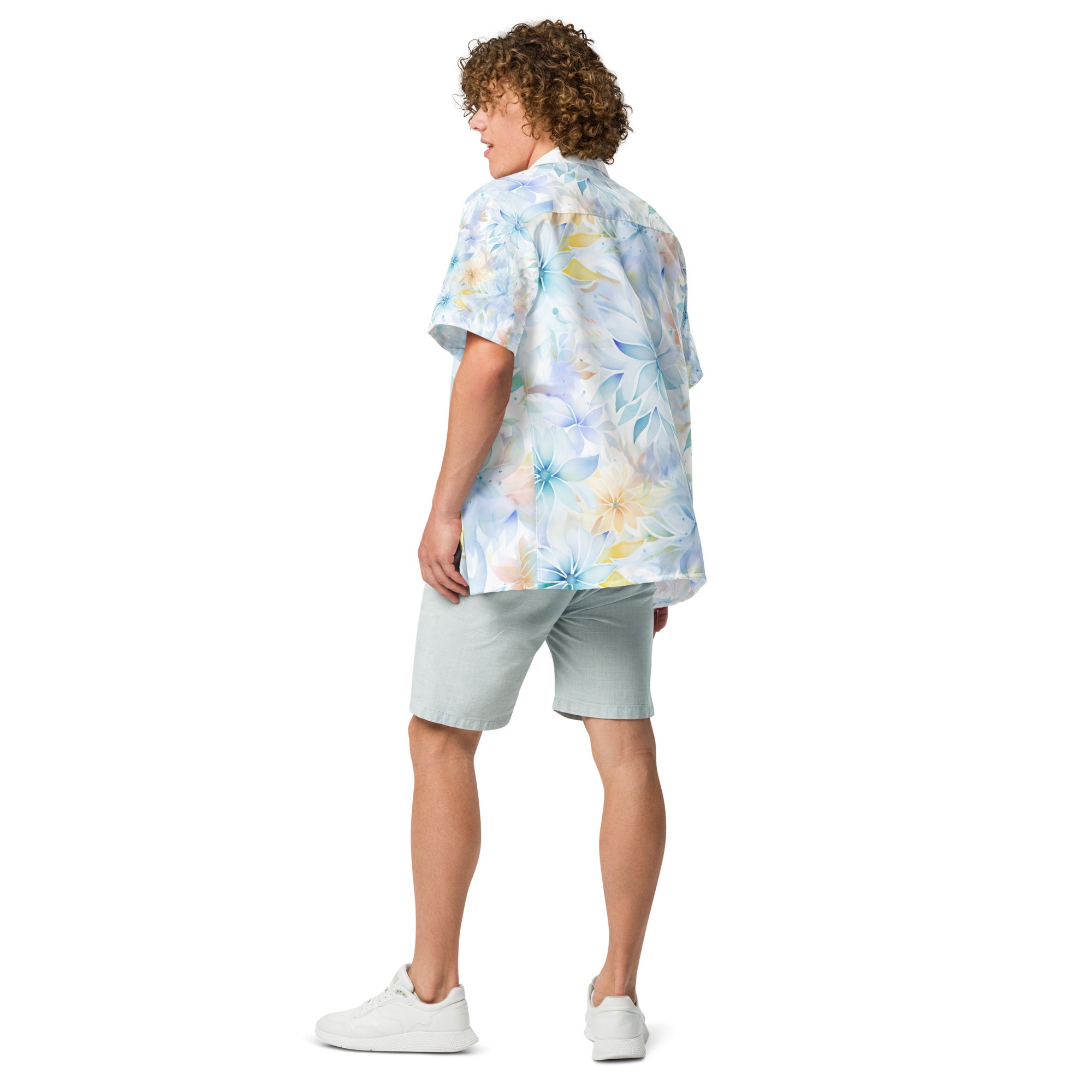 Subtle Elegance in Bloom: Whispering Floral Soft Pastel Unisex Hawaii Shirt - A Chic & Stylish Statement in Every Thread