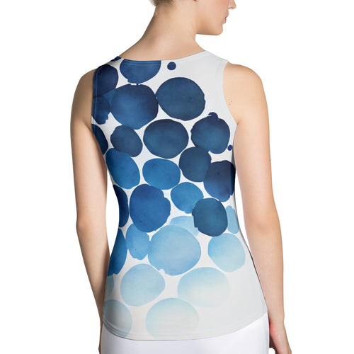 Harmonic Blue Hues: Sporty Sublimation Tank Top - Artistic & Stimulating Design for Art Lovers
