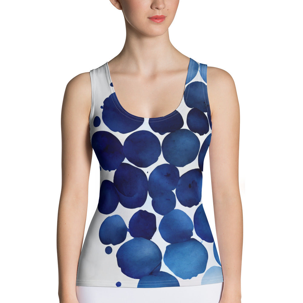 Harmonic Blue Hues: Sporty Sublimation Tank Top - Artistic & Stimulating Design for Art Lovers