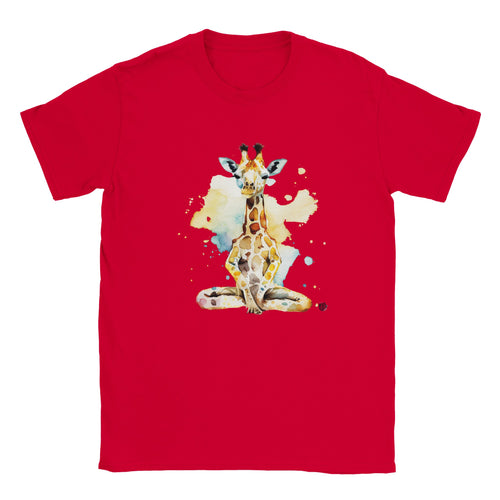 Playful Giraffe's Yoga Play | Soft Kids Round Neck Shirt