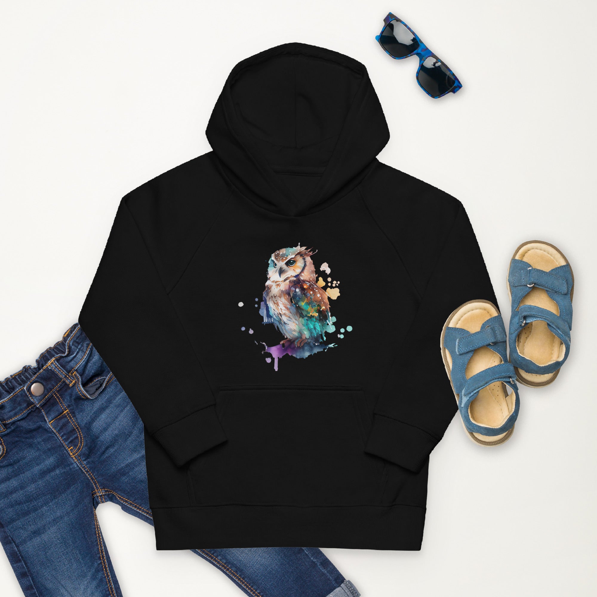 Colorful Owl of Wisdom Kids Hoodie: Where Wisdom Meets Style