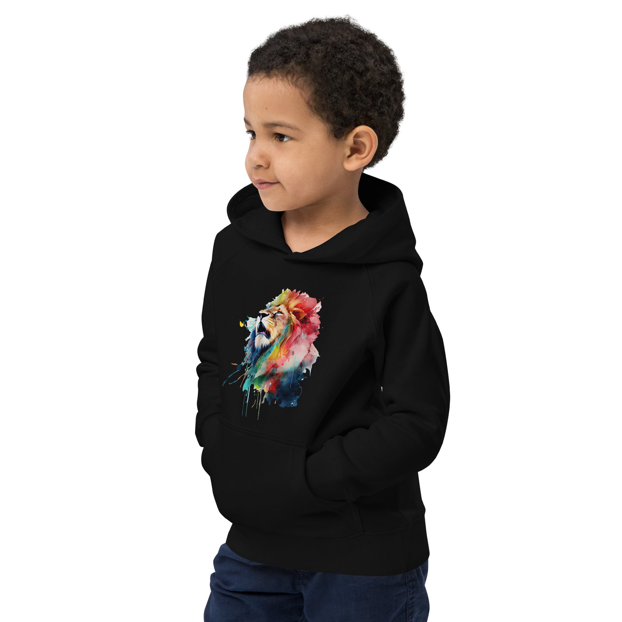 Colorful Splashy Lion Head Kids Hoodie: Roar into Style and Comfort