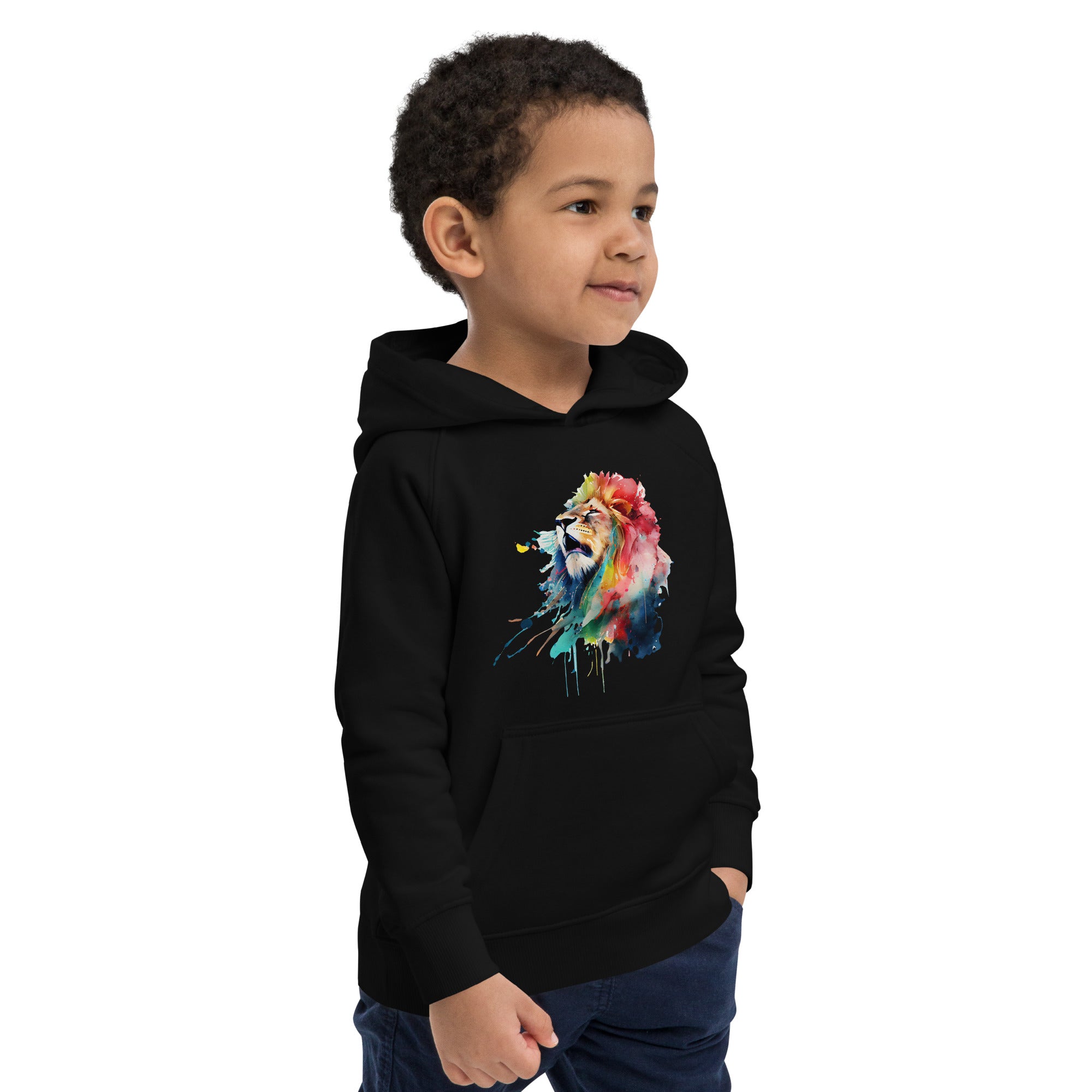 Colorful Splashy Lion Head Kids Hoodie: Roar into Style and Comfort