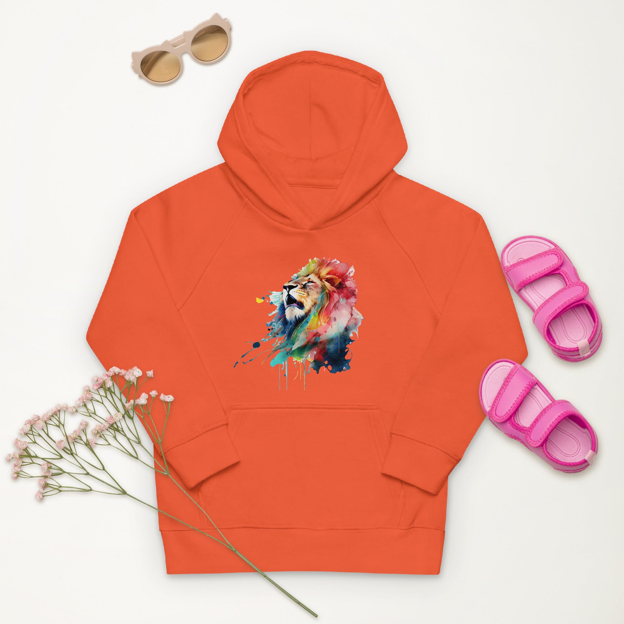 Colorful Splashy Lion Head Kids Hoodie: Roar into Style and Comfort