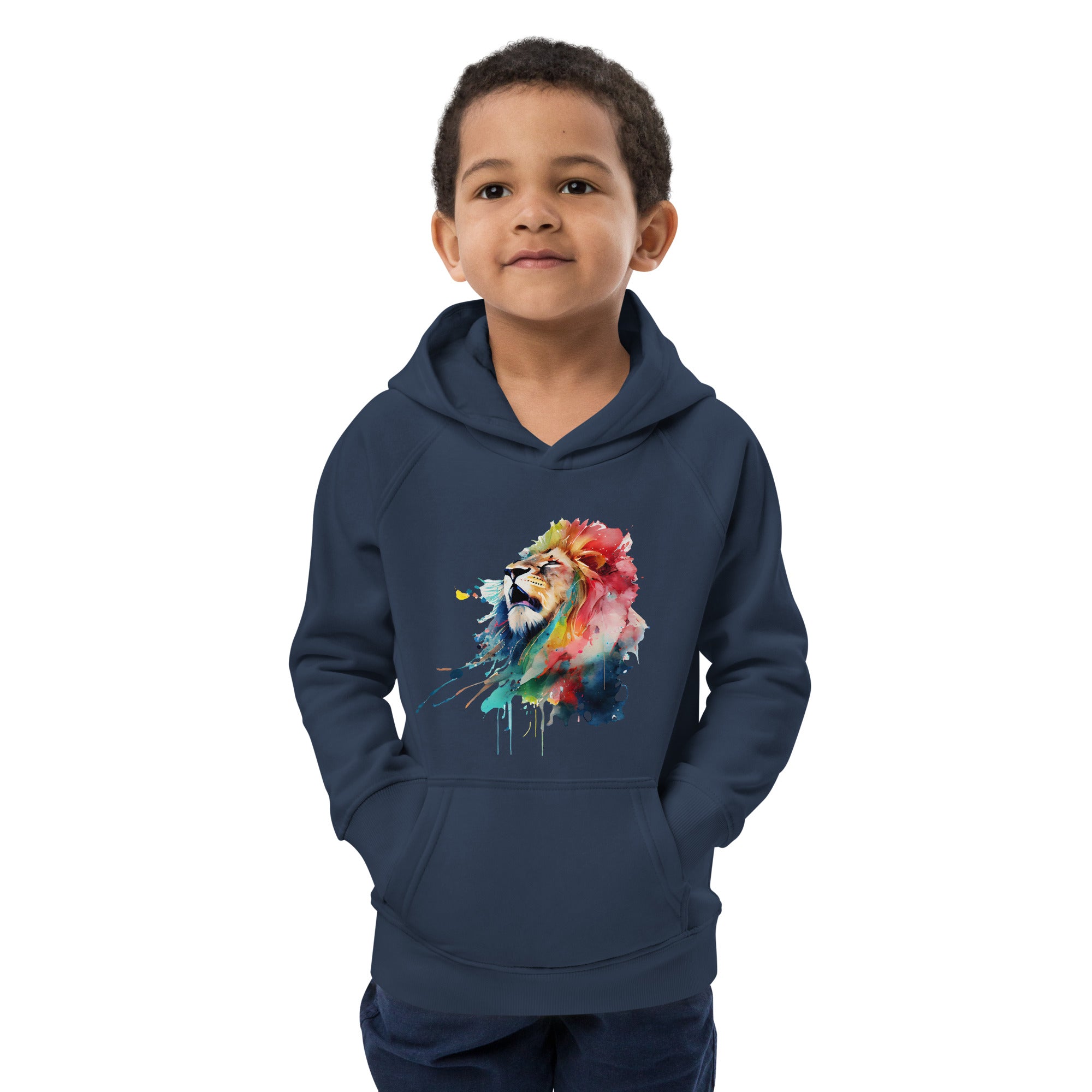 Colorful Splashy Lion Head Kids Hoodie: Roar into Style and Comfort