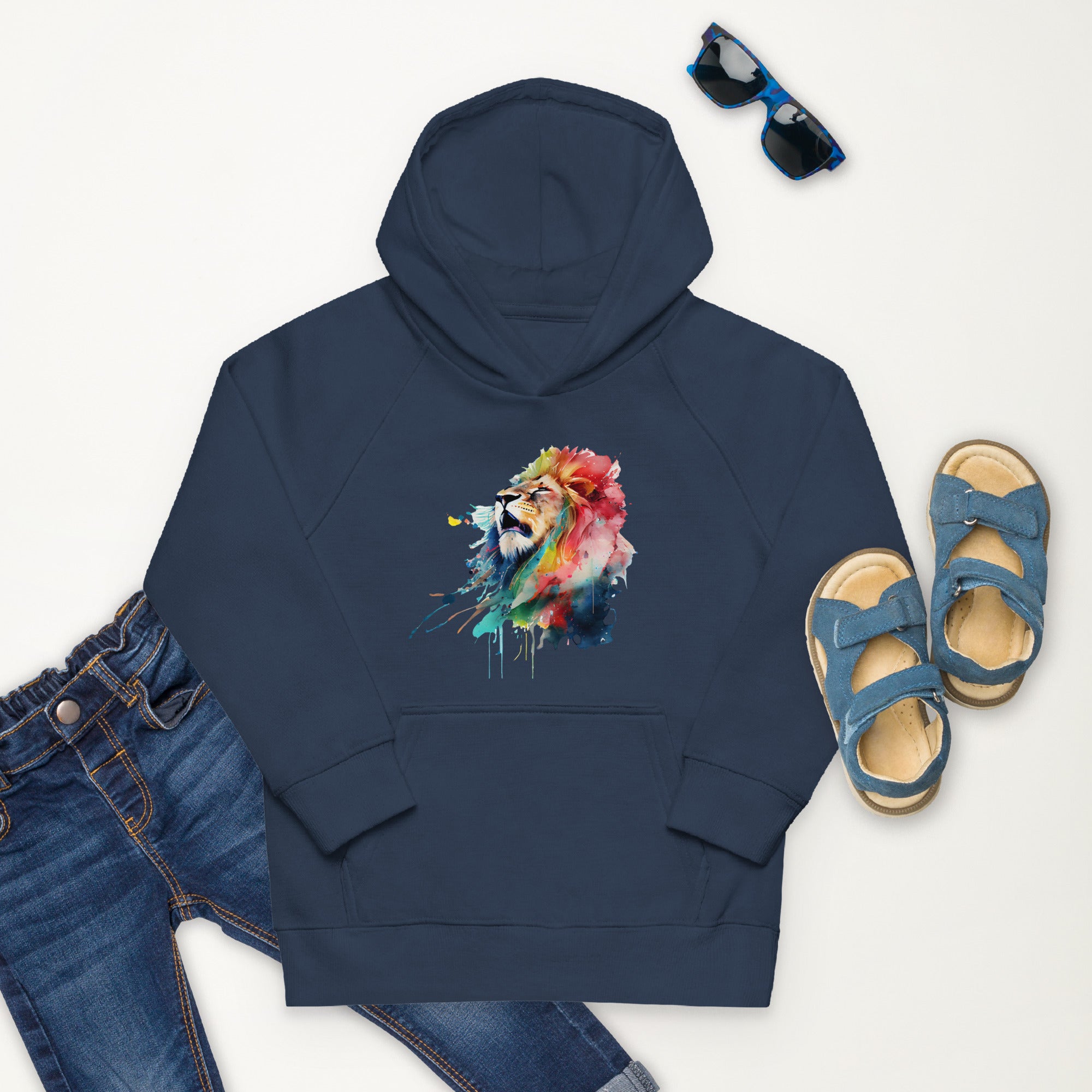 Colorful Splashy Lion Head Kids Hoodie: Roar into Style and Comfort