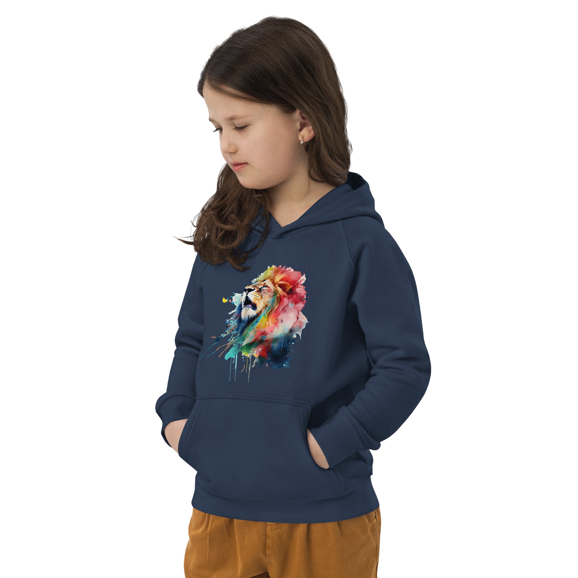 Colorful Splashy Lion Head Kids Hoodie: Roar into Style and Comfort