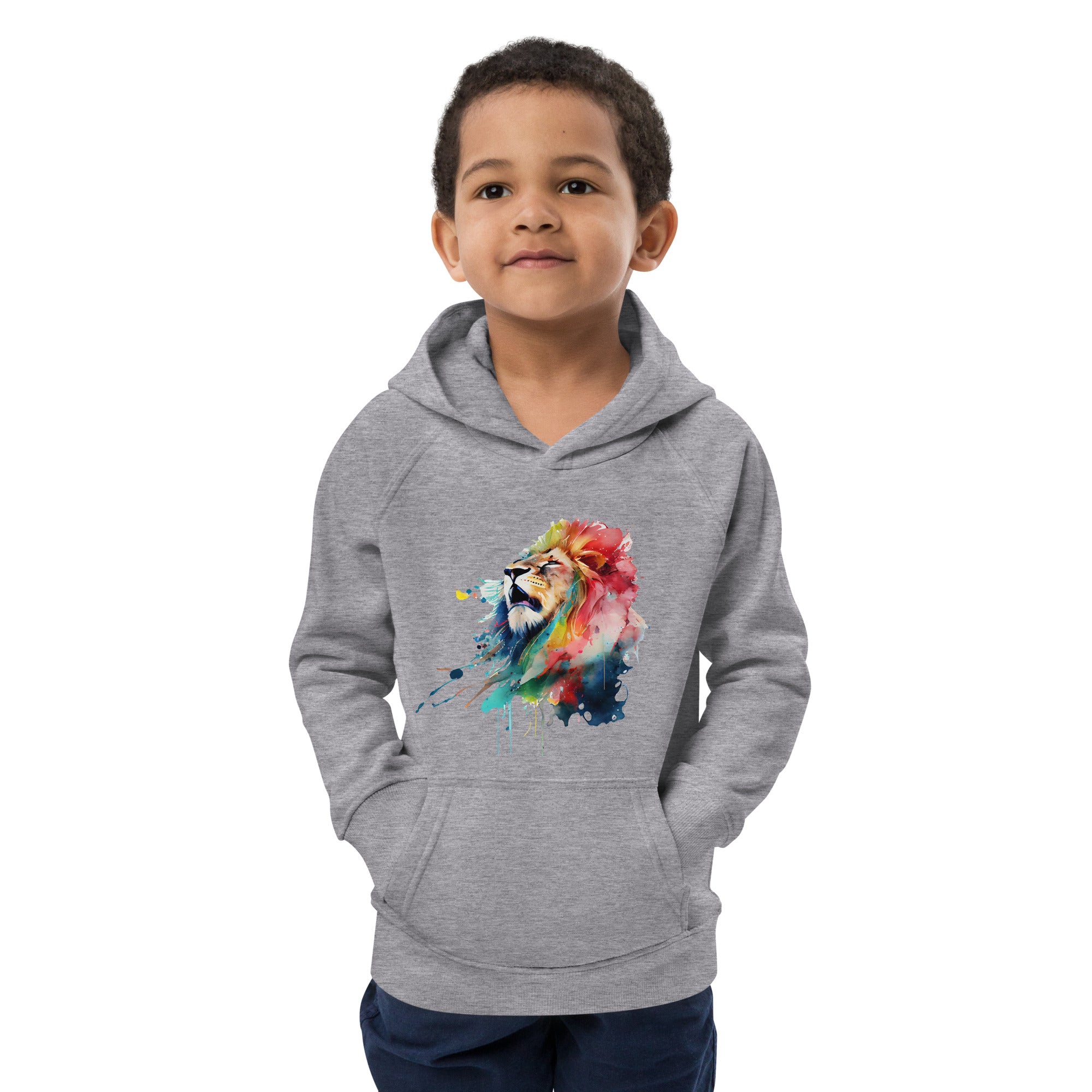 Colorful Splashy Lion Head Kids Hoodie: Roar into Style and Comfort