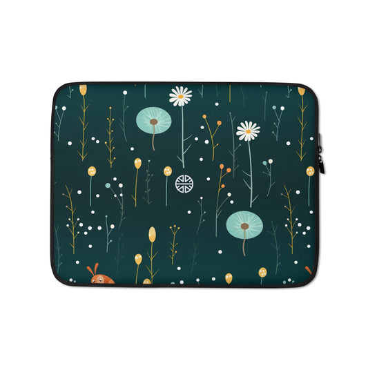 Snail Squad Laptop Case: Game On with Floral Vibes!