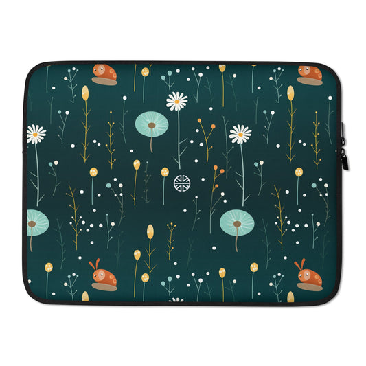 Snail Squad Laptop Case: Game On with Floral Vibes!