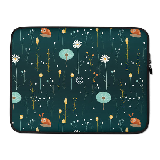Whimsical Snail & Floral Laptop Case: Safeguard Your Tech in Style!
