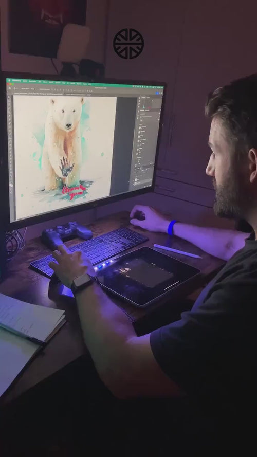 Majestic Sumptuous Wolf, Elegant Cute Art Piece, Vibrant Unique Digital Vibrant Drawn Lithographs