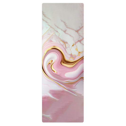 Slickest Yoga Mat: White & Pink Marble Meets Gold Fluidity - A Serene Foundation for Your Practice by SenFloralArt