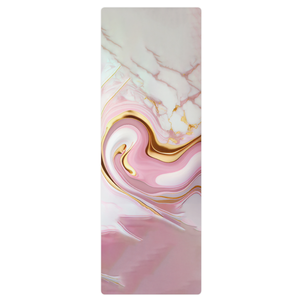 Slickest Yoga Mat: White & Pink Marble Meets Gold Fluidity - A Serene Foundation for Your Practice by SenFloralArt