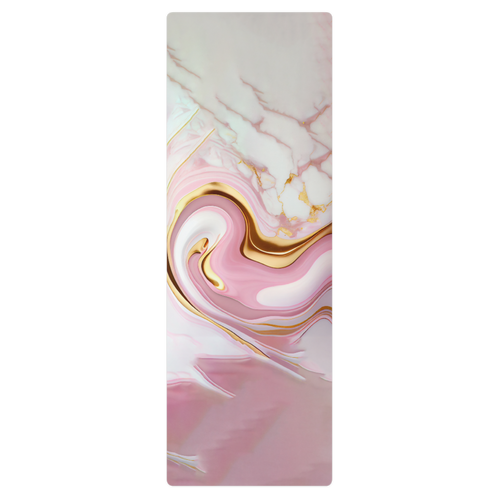 Slickest Yoga Mat: White & Pink Marble Meets Gold Fluidity - A Serene Foundation for Your Practice by SenFloralArt