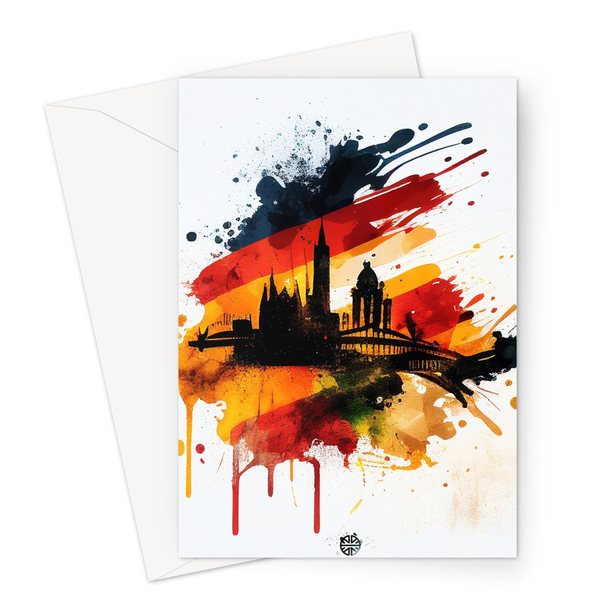Frankfurt Silhouette: A Heartfelt Greeting Card with German Flag Design