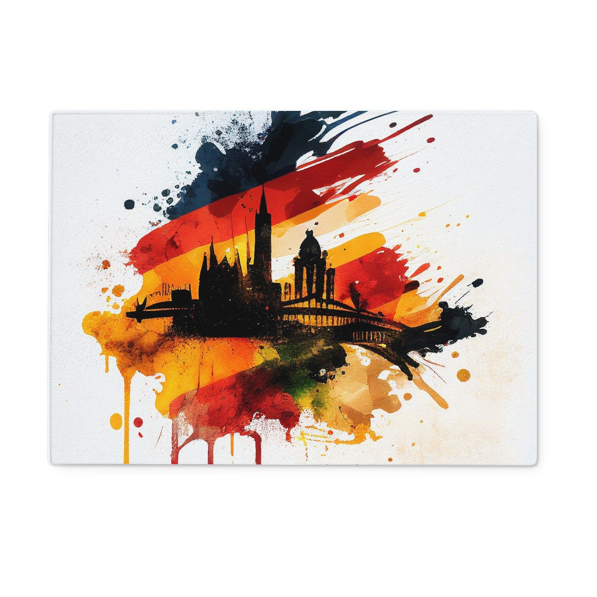 Berlin Silhouette & Brushed German Flag: A Tribute Glass Cutting Board