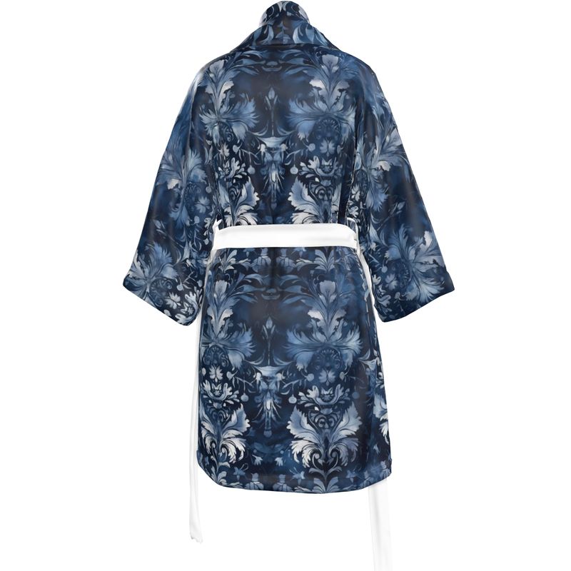 Elegant Royal Blue Floral Kimono: Aqua Elegance for the Modern Queen