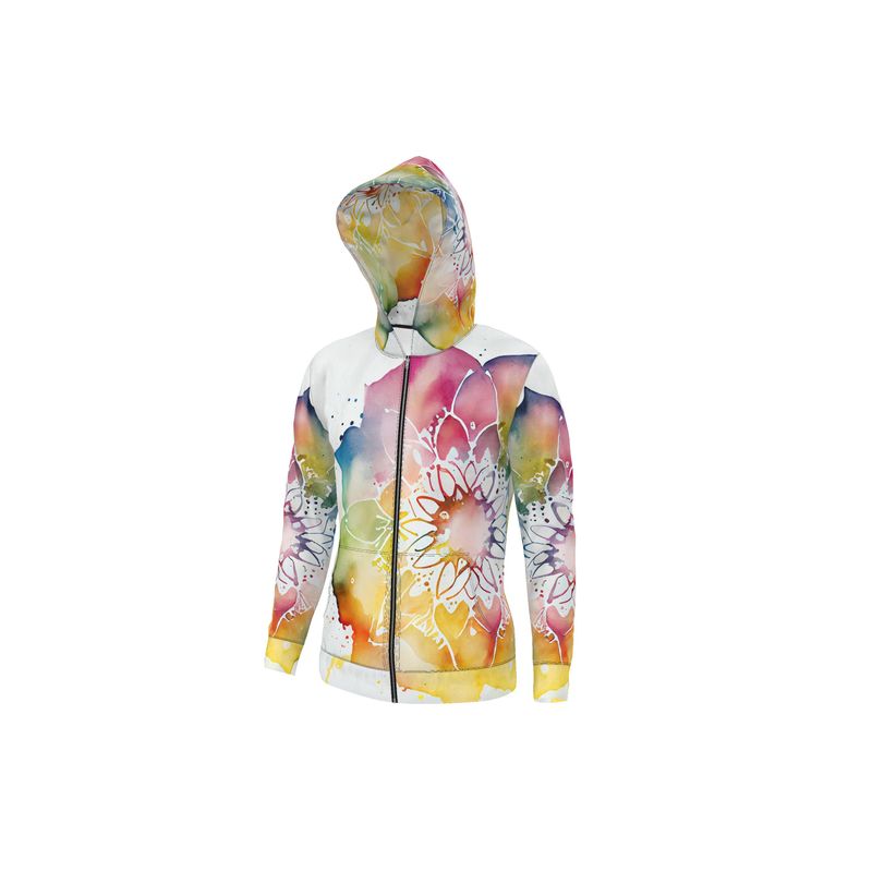 Rainbow Mandala Watercolor Zipper Hoodie: A Symphony of Colors