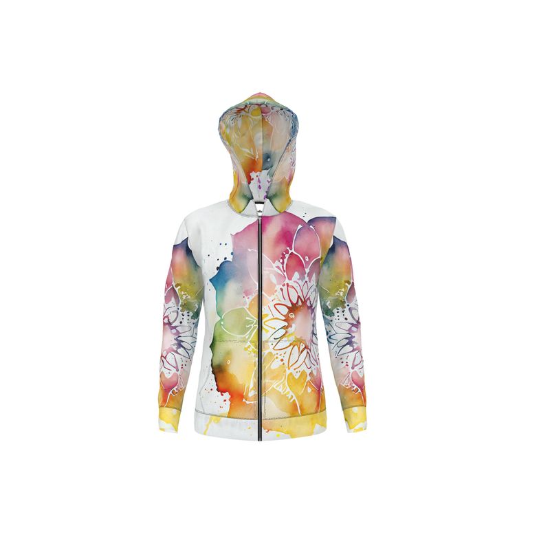 Rainbow Mandala Watercolor Zipper Hoodie: A Symphony of Colors