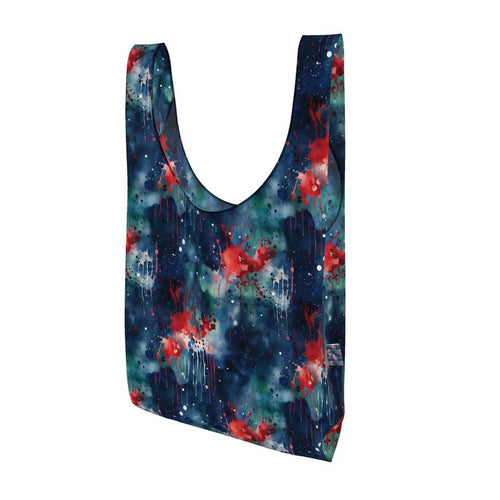 Parachute Shopping Bag: Dark Blue & Red Drips Splash Design - Artistic Elegance Meets Eco-Friendly Functionality
