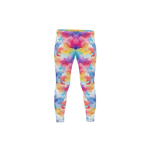 Kids' Active Leggings: Floral Splash Acrylic Art - Vibrant & Cheerful for Little Movers