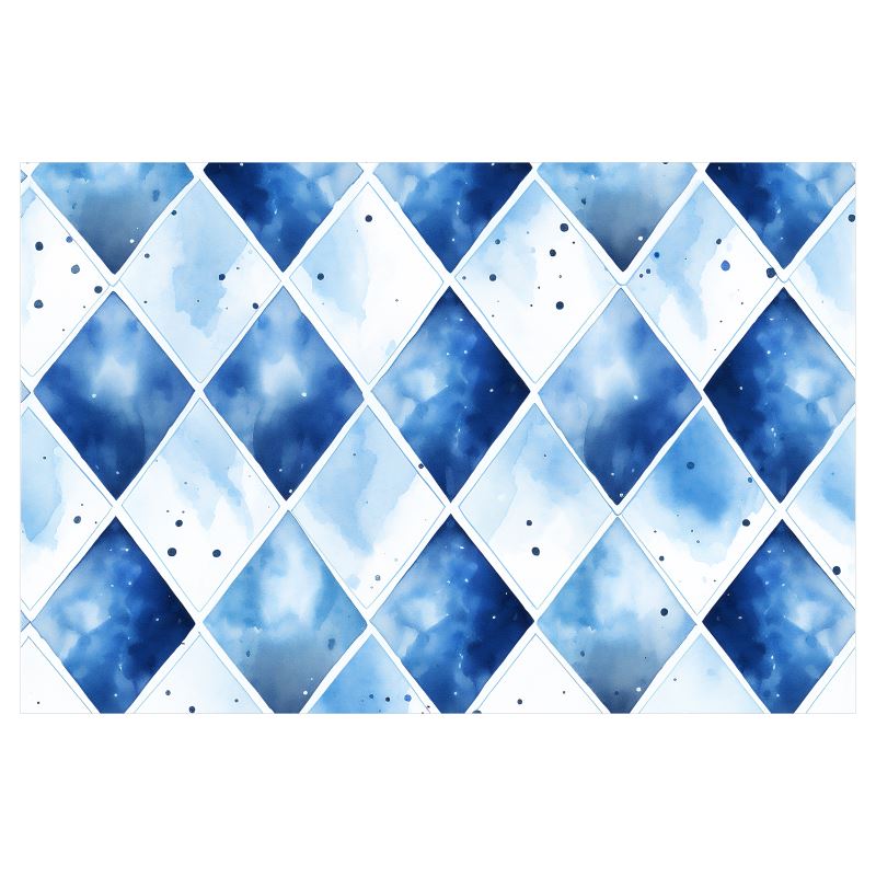 Splashy Bavarian Flag: Traditional Checkered & Rhombs - Blue & White