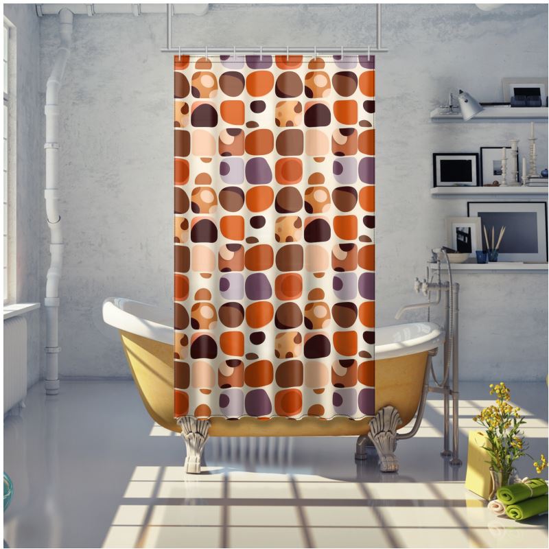 Splash of the 70s // Vibrant Retro Geometric Shower Curtain - Time Travel in Style!