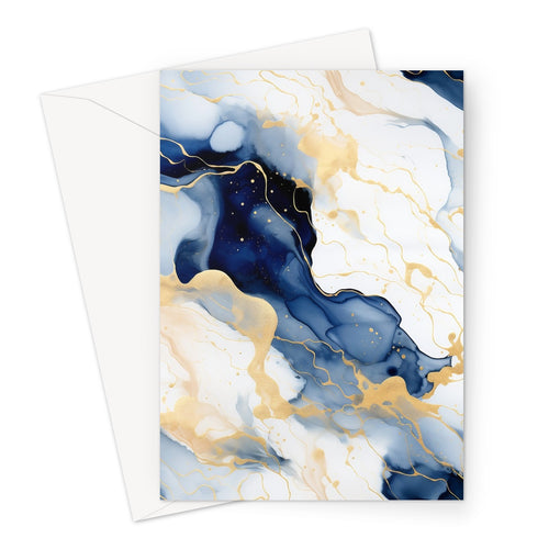 Elegance Unveiled: Navy and Gold Marble Greeting Card