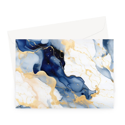 Elegance Unveiled: Navy and Gold Marble Greeting Card