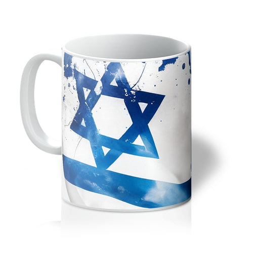 Israeli Pride in Every Sip: Expressive Blue & White Flag Splash Mug