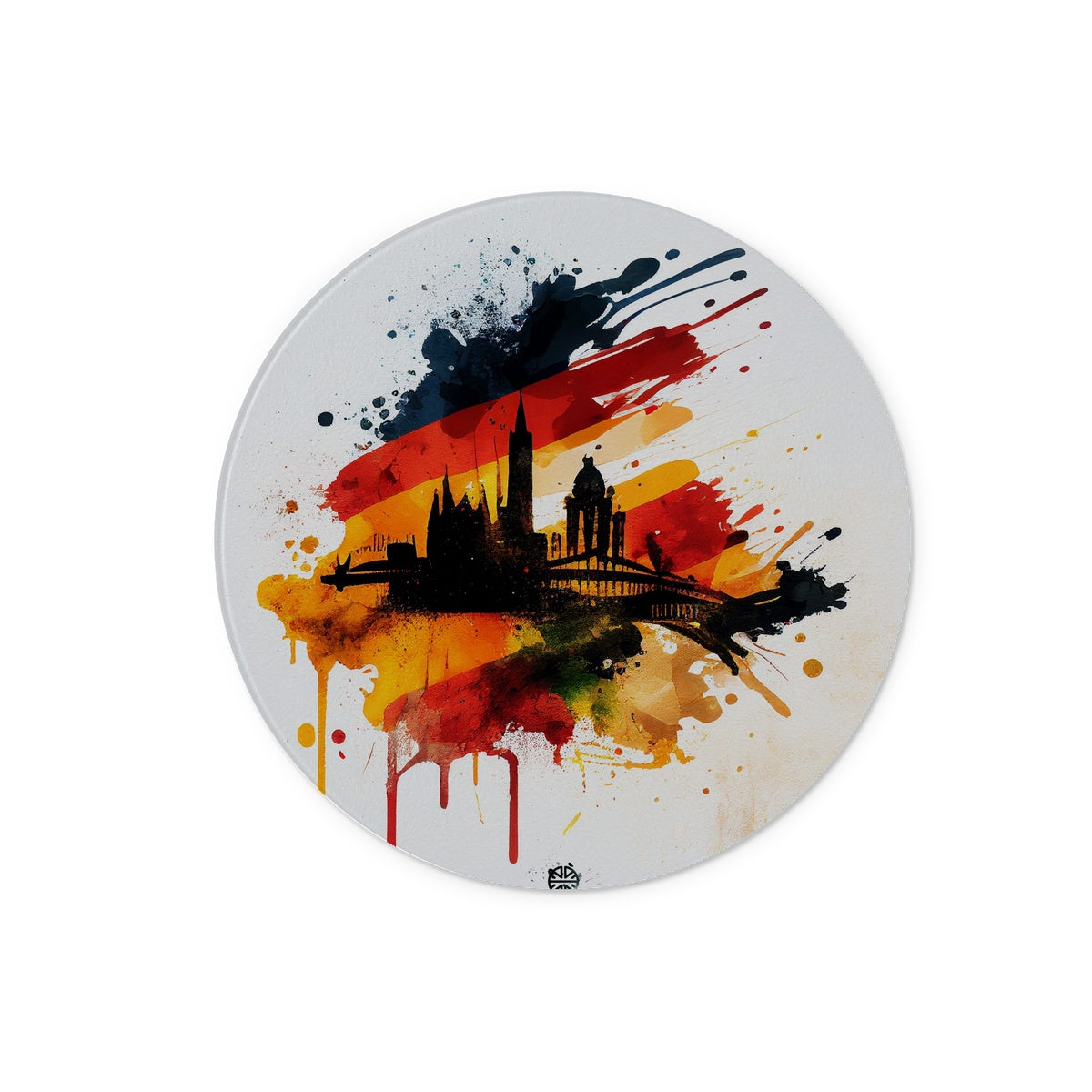 Berlin Silhouette & Brushed German Flag: A Tribute Glass Cutting Board