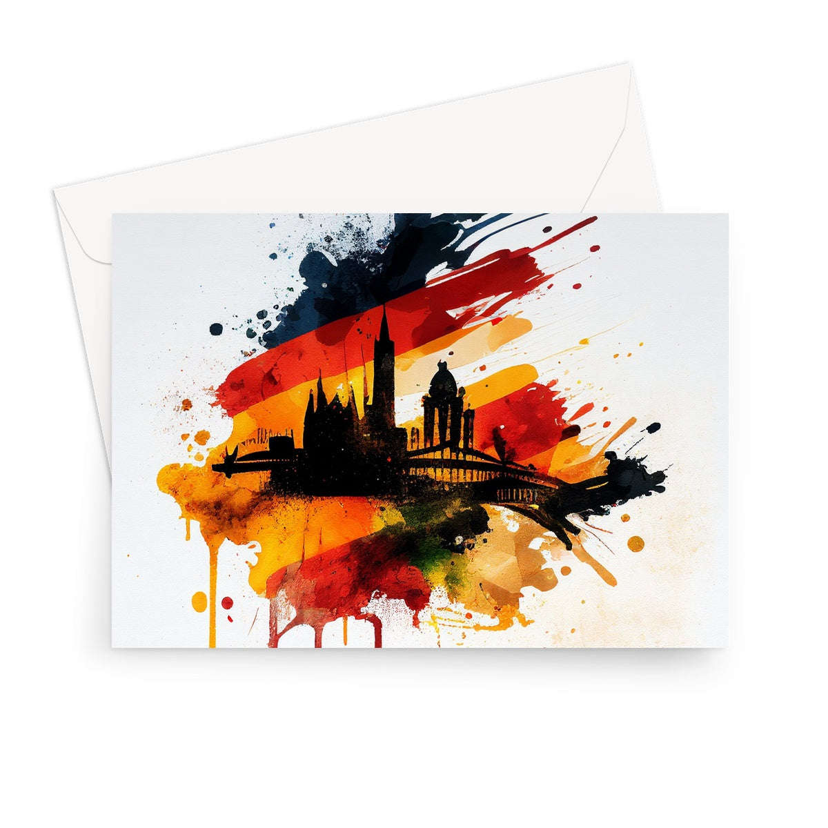 Frankfurt Silhouette: A Heartfelt Greeting Card with German Flag Design