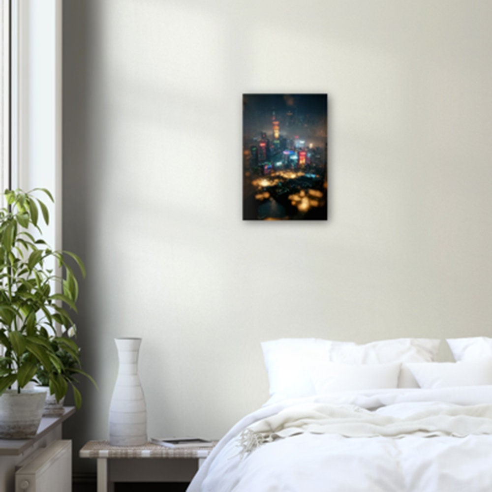 Present for Couples, Custom made aluminum print, individual phototown art,aerial photography, city at night