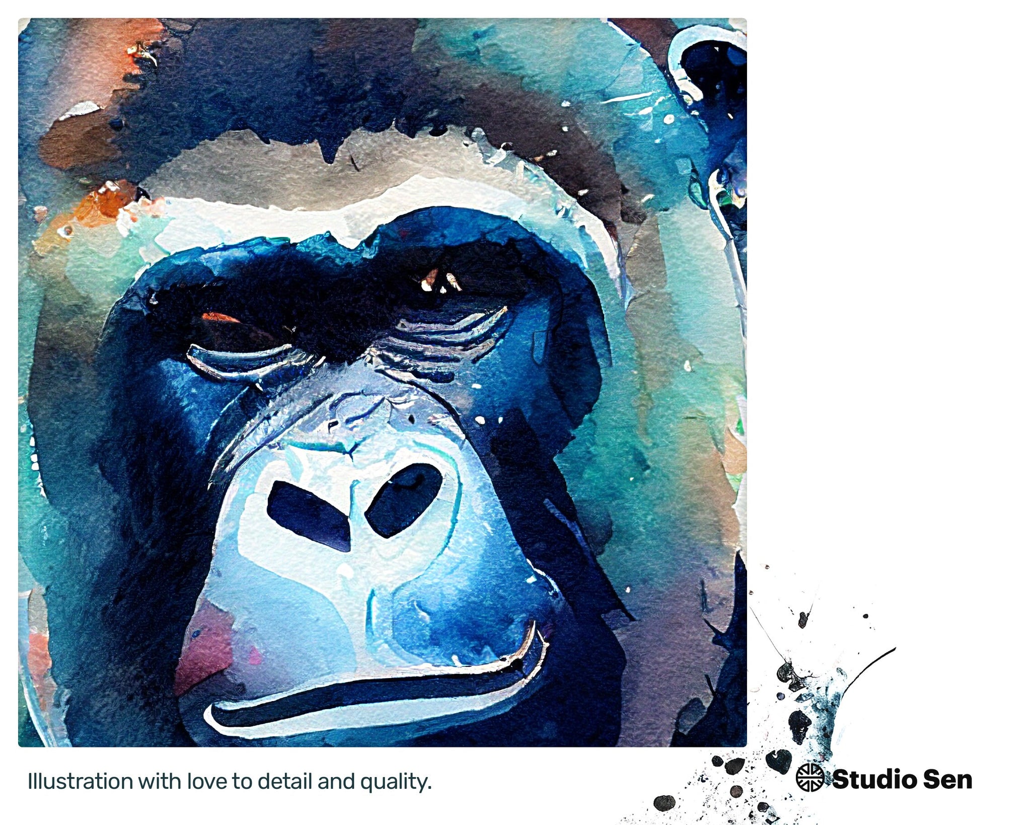 Strong Heartwarming Gorilla, Fun Winsome artwork, Radiant Quirky Xenial Dazzling Vibrant Acrylic print