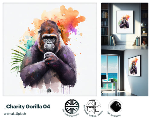 Majestic Blissful Gorilla, Dreamy Graceful Design, Positive Warming Nifty Digital Cute Canvas