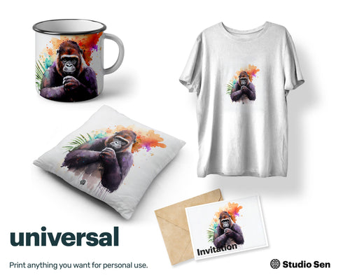 Majestic Blissful Gorilla, Dreamy Graceful Design, Positive Warming Nifty Digital Cute Canvas