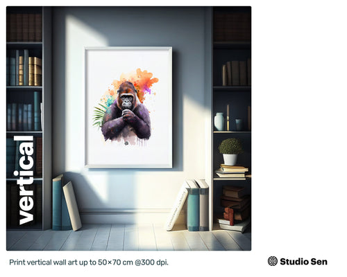 Majestic Blissful Gorilla, Dreamy Graceful Design, Positive Warming Nifty Digital Cute Canvas