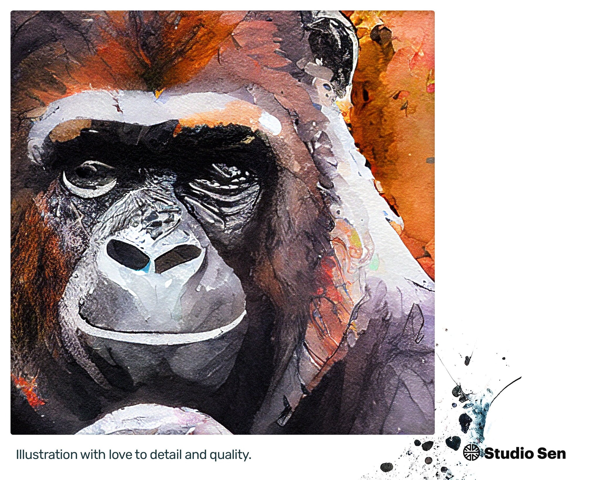 Majestic Blissful Gorilla, Dreamy Graceful Design, Positive Warming Nifty Digital Cute Canvas