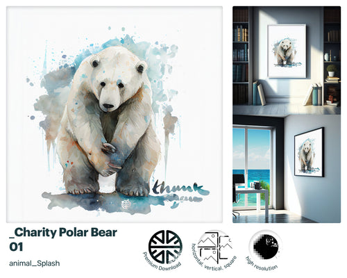 Majestic Unique Polar Bear, Quaint Tranquil Decoration, Playful Modern Soothing Magical Upbeat Prints